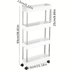 Slim Storage Cart 3-4 Tier Bathroom Rolling Utility Cart