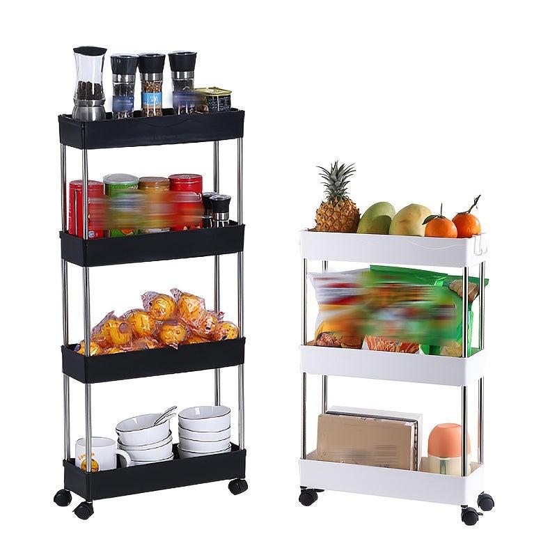 Slim Storage Cart 3-4 Tier Bathroom Rolling Utility Cart