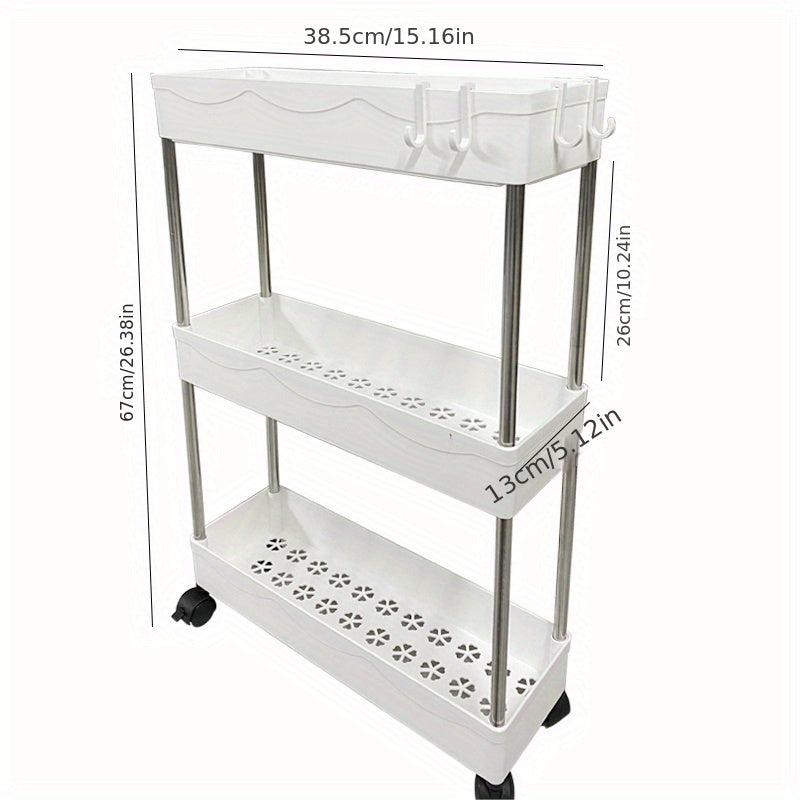 Slim Storage Cart 3-4 Tier Bathroom Rolling Utility Cart