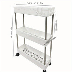 Slim Storage Cart 3-4 Tier Bathroom Rolling Utility Cart