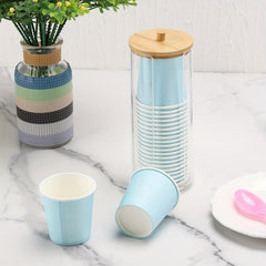 Cotton Swab Holder With Bamboo Lid Cosmetic Organizer