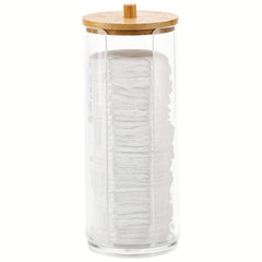 Cotton Swab Holder With Bamboo Lid Cosmetic Organizer