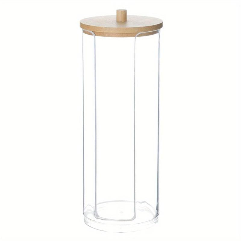 Cotton Swab Holder With Bamboo Lid Cosmetic Organizer