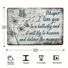 Vintage Dandelion & Dragonfly Metal Sign 8x12 Inches