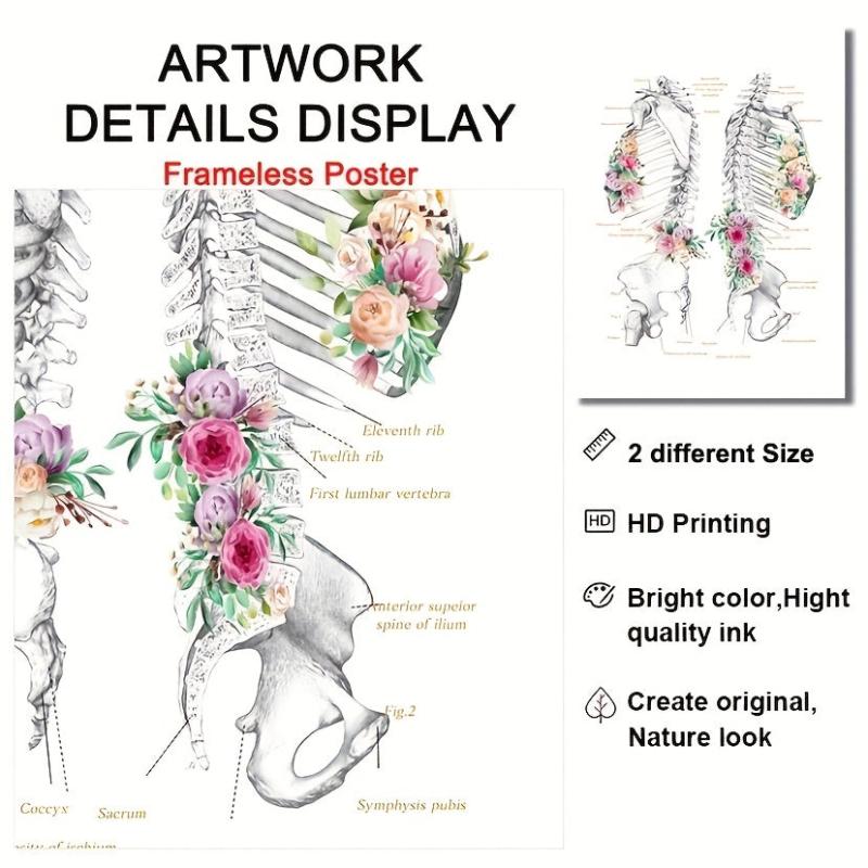 6pcs Floral Skeleton Anatomy Art HD Canvas Print Wall Picture Decor