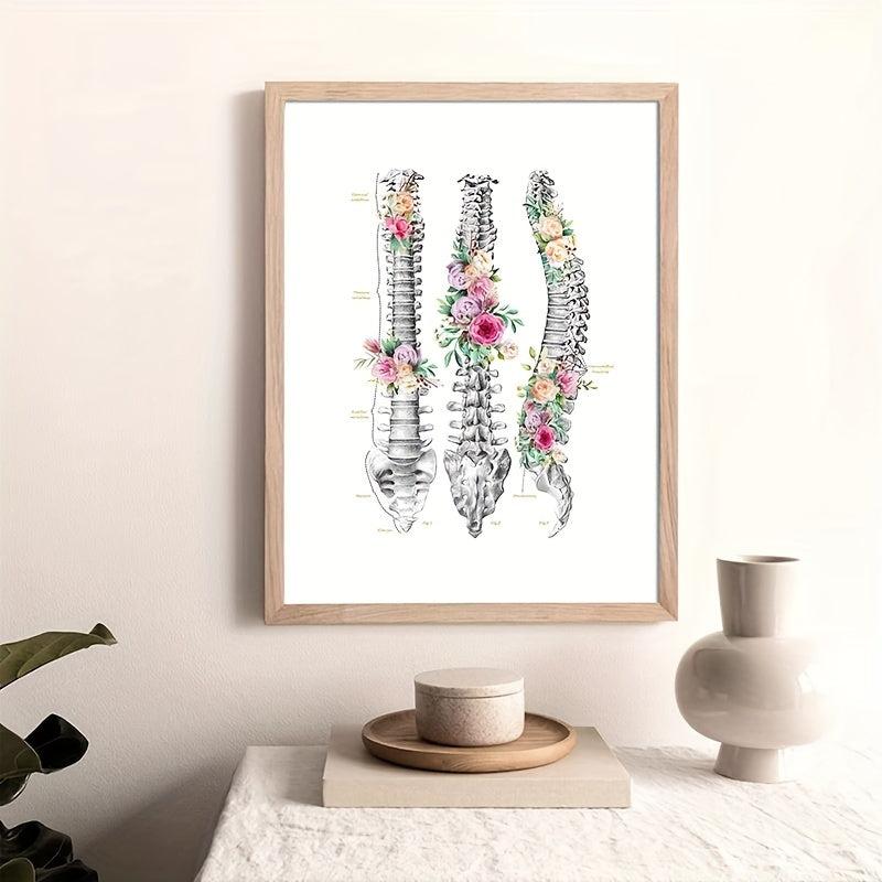 6pcs Floral Skeleton Anatomy Art HD Canvas Print Wall Picture Decor
