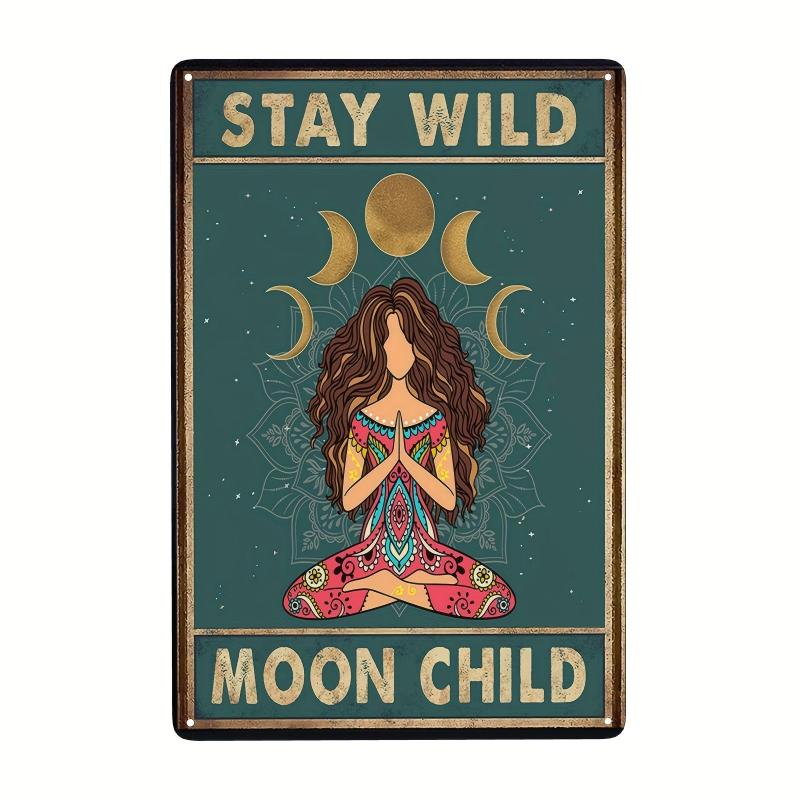 Moon Decor Gift Tin Sign Stay Wild Moon Child Witch And Witchy Decor Kitchen Met