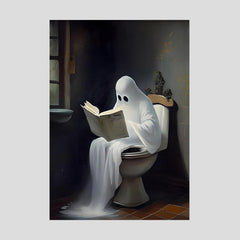 Halloween Canvas Poster Modern Art Funny Ghost On Toilet Ghost In The Bathtub