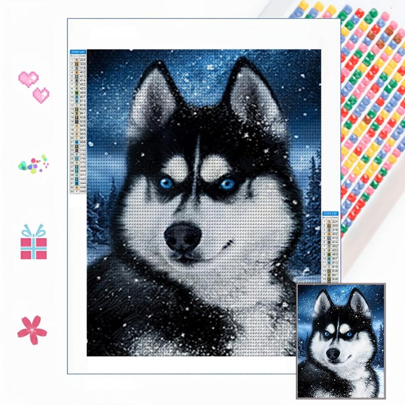 Wolf Dog In The Night Diamond Painting Home Decor