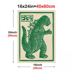 Green Dinosaur Cartoon Poster Wall Art Canvas Printing
