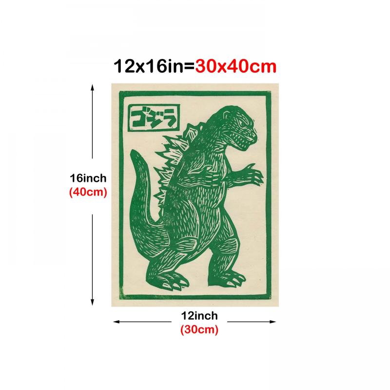 Green Dinosaur Cartoon Poster Wall Art Canvas Printing