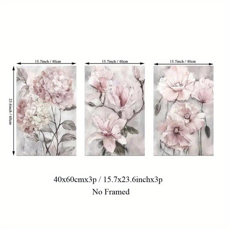 Pink Flower Canvas Art Poster Set