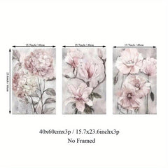 Pink Flower Canvas Art Poster Set
