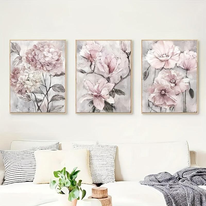 Pink Flower Canvas Art Poster Set