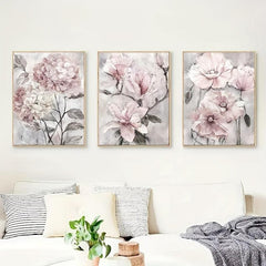 Pink Flower Canvas Art Poster Set