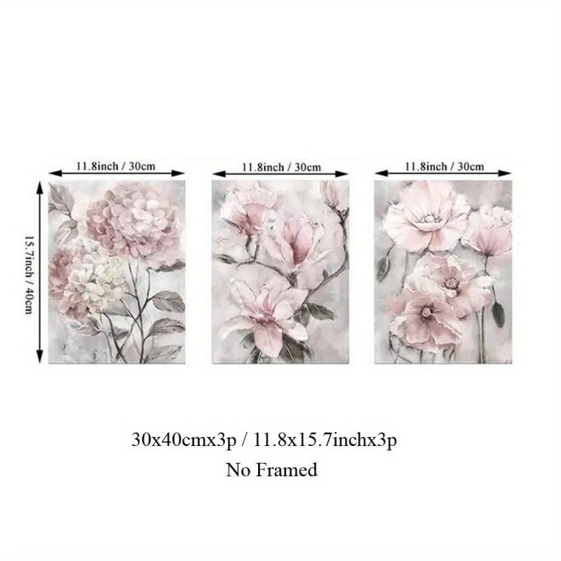 Pink Flower Canvas Art Poster Set