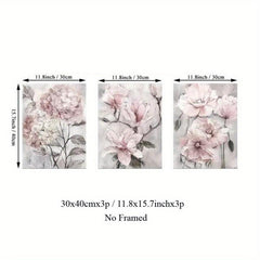 Pink Flower Canvas Art Poster Set