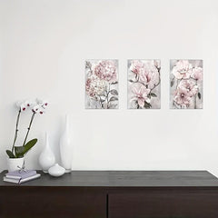 Pink Flower Canvas Art Poster Set