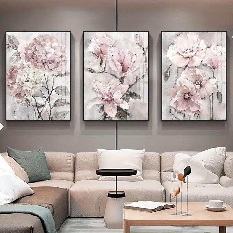 Pink Flower Canvas Art Poster Set