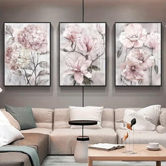 Pink Flower Canvas Art Poster Set