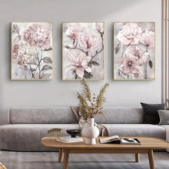 Pink Flower Canvas Art Poster Set