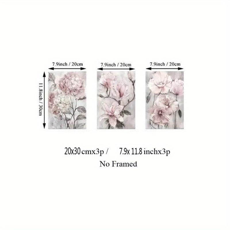 Pink Flower Canvas Art Poster Set