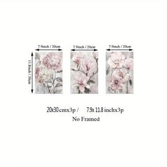 Pink Flower Canvas Art Poster Set