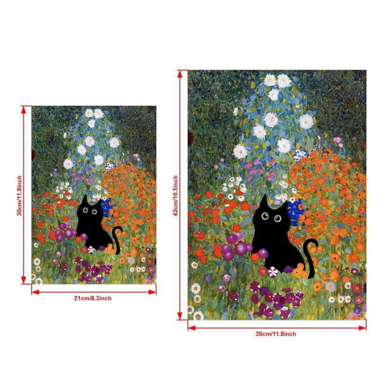 Abstract Canvas Painting Klimt Flowers Cat Painting On Canvas Wall Art