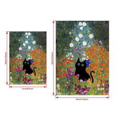 Abstract Canvas Painting Klimt Flowers Cat Painting On Canvas Wall Art