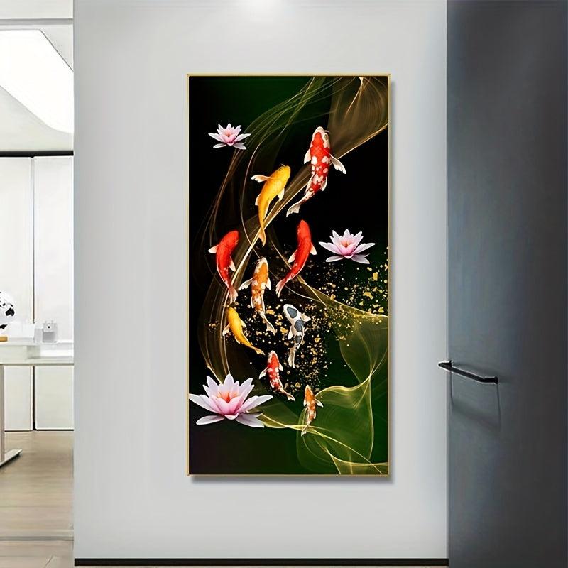 Chinese Style Red Koi Lucky Carp Canvas Painting Fish Goldfish Poster