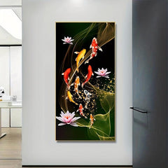 Chinese Style Red Koi Lucky Carp Canvas Painting Fish Goldfish Poster