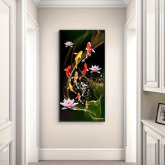 Chinese Style Red Koi Lucky Carp Canvas Painting Fish Goldfish Poster