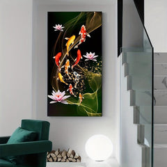 Chinese Style Red Koi Lucky Carp Canvas Painting Fish Goldfish Poster