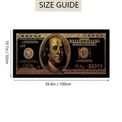Golden 100 Banknote Canvas Poster for Office and Living Room Decor
