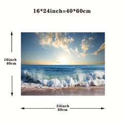 Natural Beach Wave Sunset Painting Framed Canvas Artwork