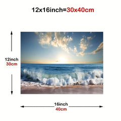 Natural Beach Wave Sunset Painting Framed Canvas Artwork