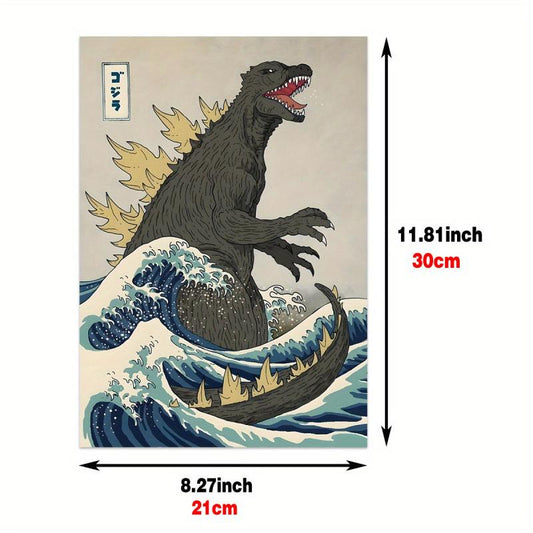 Vintage Japanese Shark Art Canvas Poster for Bedroom Decor