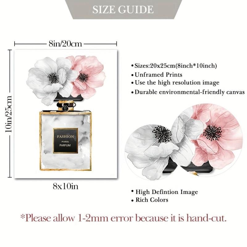 4pcs Girl Posters Dress Canvas High Heels Wall Pictures Pink Flowers Art