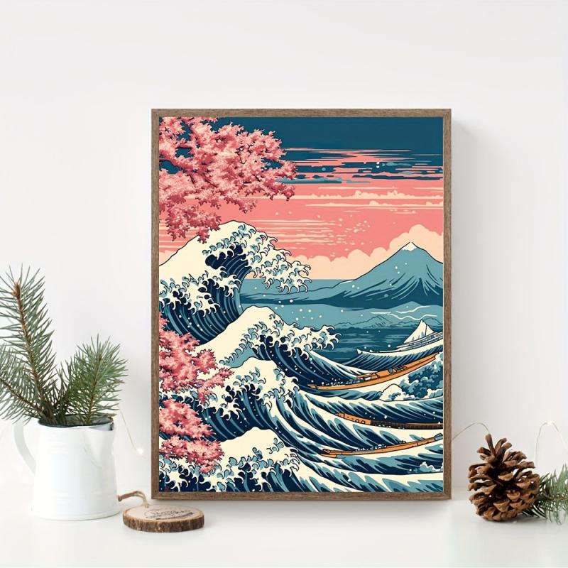Canvas Poster Japan Great Wave Boats Poster Japanese Art Sakura Poster Gift