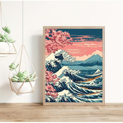 Canvas Poster Japan Great Wave Boats Poster Japanese Art Sakura Poster Gift