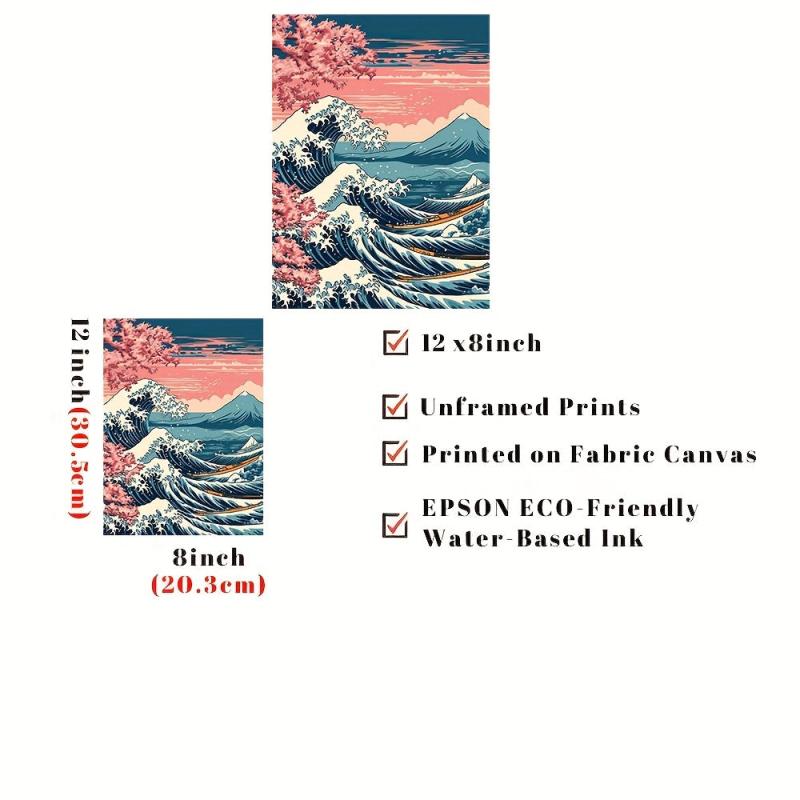 Canvas Poster Japan Great Wave Boats Poster Japanese Art Sakura Poster Gift