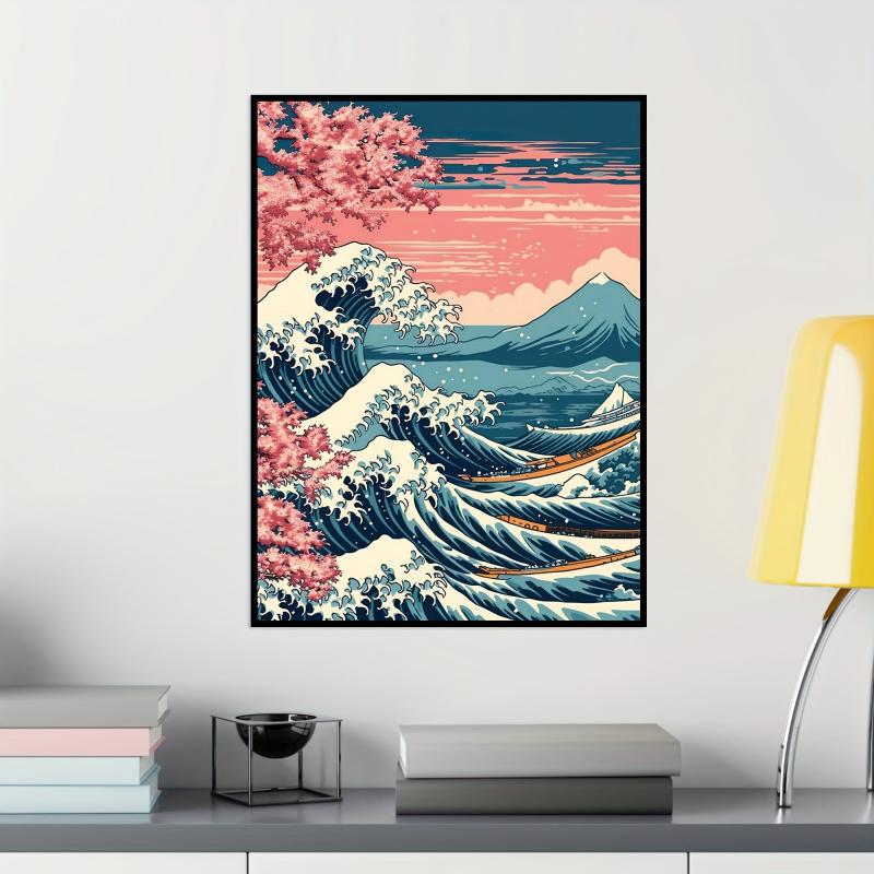 Canvas Poster Japan Great Wave Boats Poster Japanese Art Sakura Poster Gift
