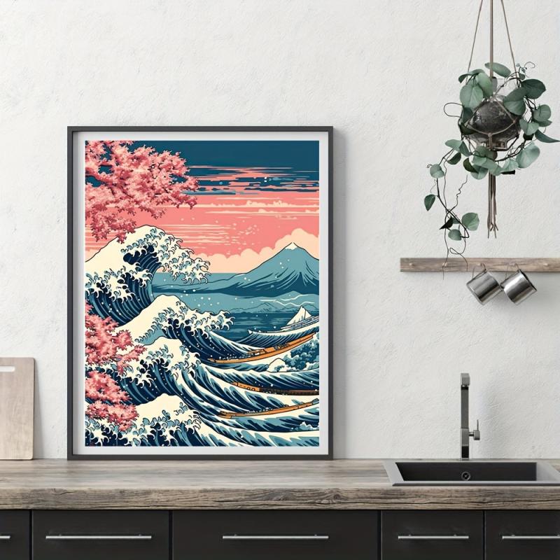 Canvas Poster Japan Great Wave Boats Poster Japanese Art Sakura Poster Gift