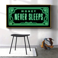 Green Flash Money Wall Poster - Frameless Canvas Painting