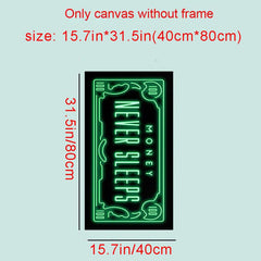 Green Flash Money Wall Poster - Frameless Canvas Painting