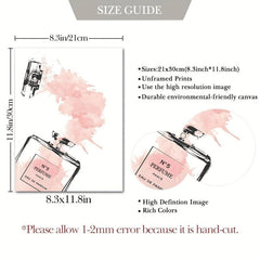 6pcs Pink Flowers Perfume Lipstick Print Poster
