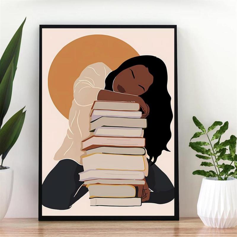 African American Afro Girl And Books Poster