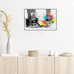 Modern Art Graffiti Sneakers Canvas Poster Frame