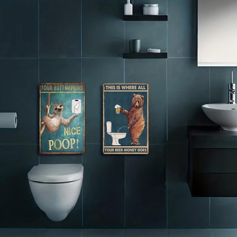 Funny Sloth Bathroom Wall Art Vintage Metal Tin Sign