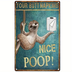 Funny Sloth Bathroom Wall Art Vintage Metal Tin Sign